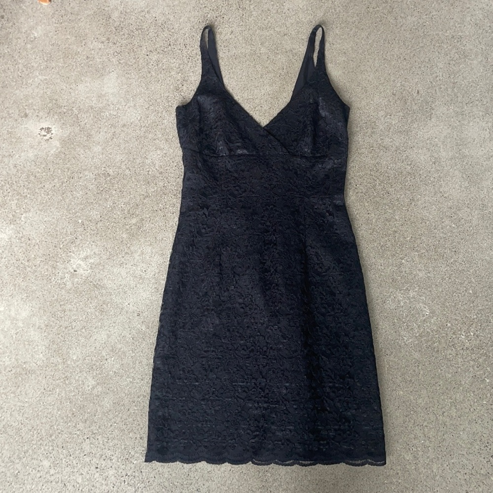 Black Lace V-Neck Mini Dress